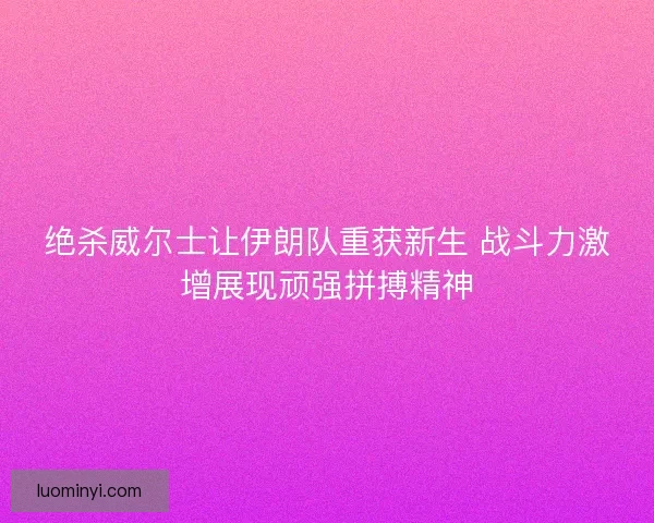 绝杀威尔士让伊朗队重获新生 战斗力激增展现顽强拼搏精神